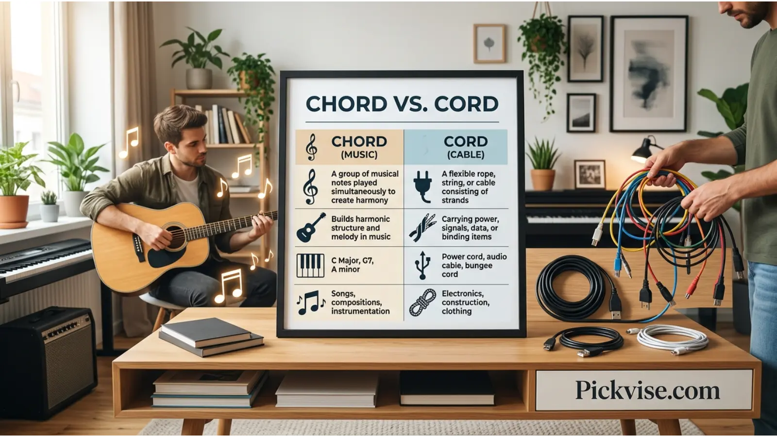 Chord vs Cord – Key Differences (Comparison Table)