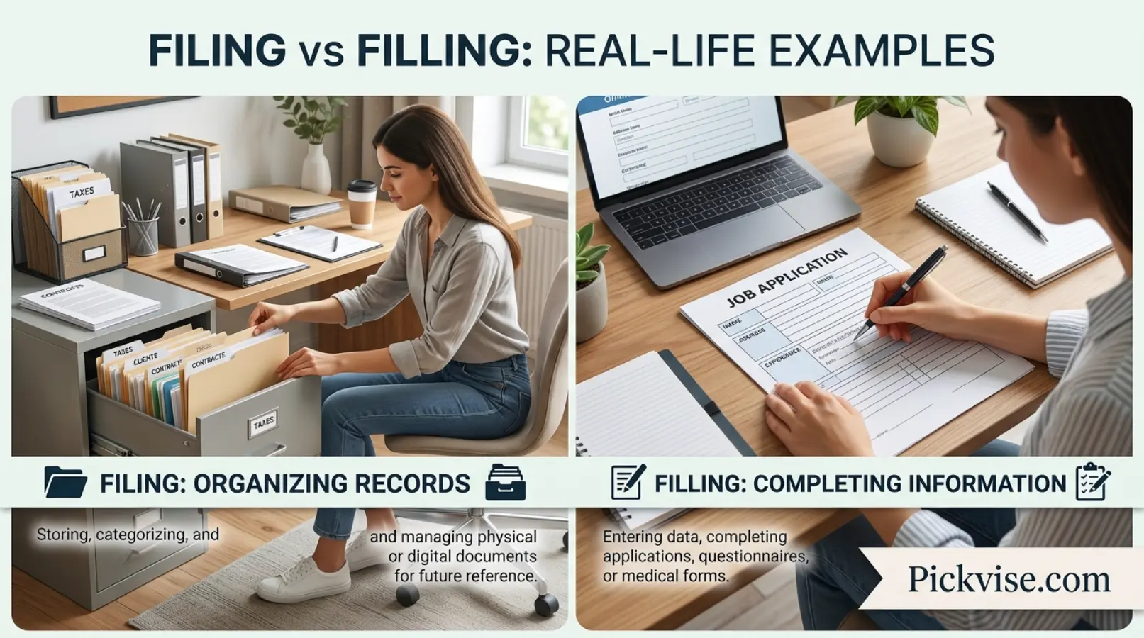 Filing vs Filling in Real-Life Examples